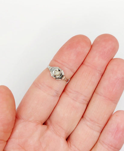 Bague 54 Bague Art déco en or blanc 18k et diamant 58 Facettes A07174