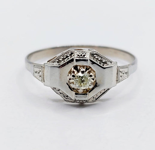 Bague 54 Bague Art déco en or blanc 18k et diamant 58 Facettes A07174