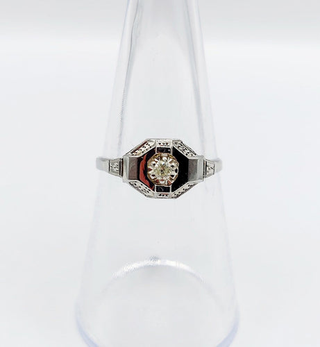 Bague 54 Bague Art déco en or blanc 18k et diamant 58 Facettes A07174