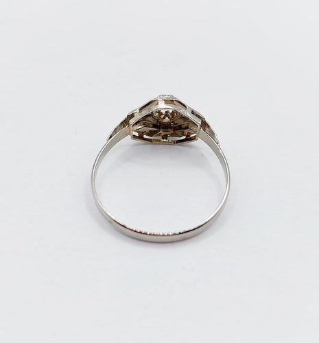 Bague 54 Bague Art déco en or blanc 18k et diamant 58 Facettes A07174