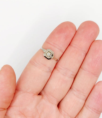 Bague 54 Bague Art déco en or blanc 18K et platine avec diamant 58 Facettes A07175