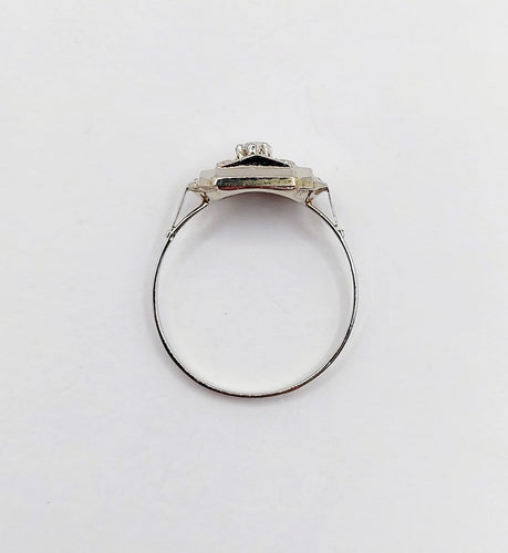 Bague 54 Art déco - Bague géométrique en or blanc 18k, platine et diamant 58 Facettes A07176