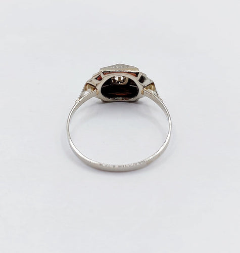 Bague 54 Art déco - Bague géométrique en or blanc 18k, platine et diamant 58 Facettes A07176