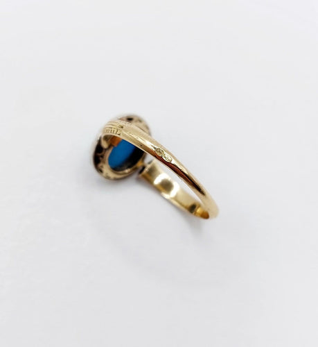 Bague 60 Bague marguerite ancienne en or 18k, turquoise et diamants 58 Facettes A07210