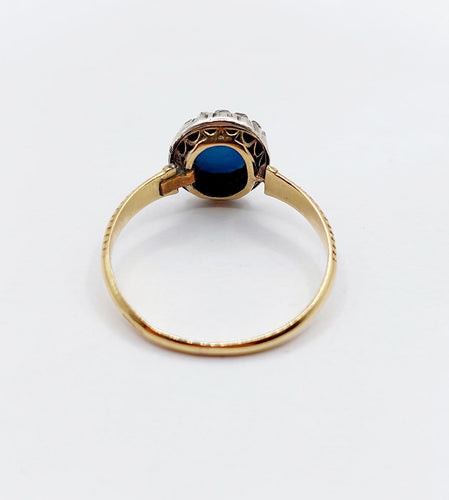 Bague 60 Bague marguerite antique en or 18k, turquoise et diamants 58 Facettes A07210