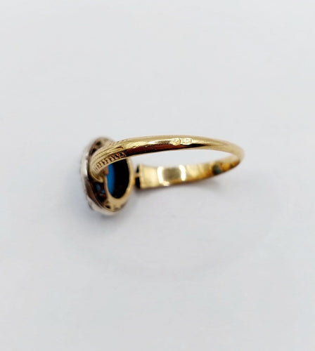 Bague 60 Bague marguerite antique en or 18k, turquoise et diamants 58 Facettes A07210