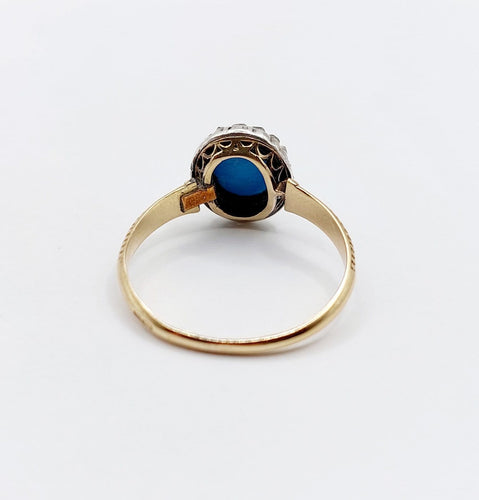 Bague 60 Bague marguerite ancienne en or 18k, turquoise et diamants 58 Facettes A07210