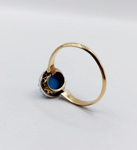 Bague 60 Bague marguerite ancienne en or 18k, turquoise et diamants 58 Facettes A07210