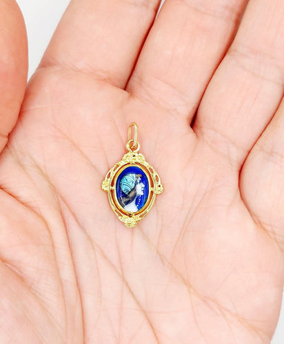 Pendentif Pendentif Art nouveau en or 18k et plaque émaillée 58 Facettes A07211