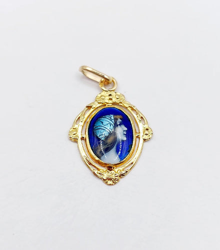 Pendentif Pendentif Art nouveau en or 18k et plaque émaillée 58 Facettes A07211