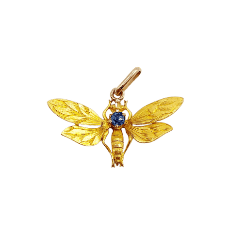 Pendentif Pendentif papillon Art nouveau en or 18K et topaze bleue 58 Facettes A07223