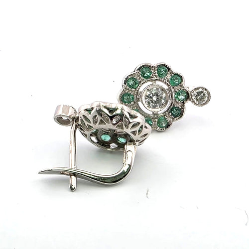 Boucles d'oreilles Boucles d'oreilles en platine avec émeraudes et diamants 58 Facettes 103/26 C