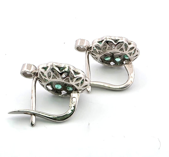Boucles d'oreilles Boucles d'oreilles en platine avec émeraudes et diamants 58 Facettes 103/26 C
