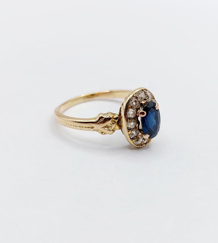 Bague 52 Bague marguerite en or 18k, saphir et diamants taille rose 58 Facettes A07233