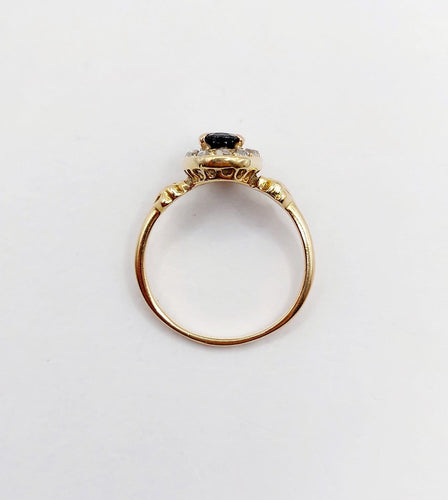 Bague 52 Bague marguerite en or 18k, saphir et diamants taille rose 58 Facettes A07233