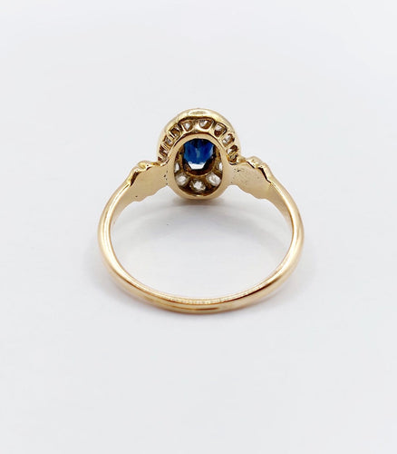 Bague 52 Bague marguerite en or 18k, saphir et diamants taille rose 58 Facettes A07233