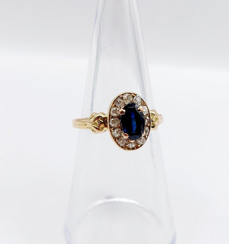 Bague 52 Bague marguerite en or 18k, saphir et diamants taille rose 58 Facettes A07233