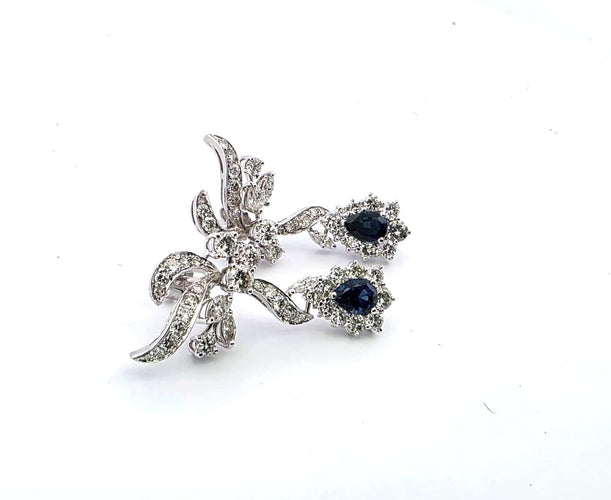 Boucles d'oreilles Boucles d'oreilles en or blanc 18 kt, diamants et saphirs 58 Facettes 322/06 B