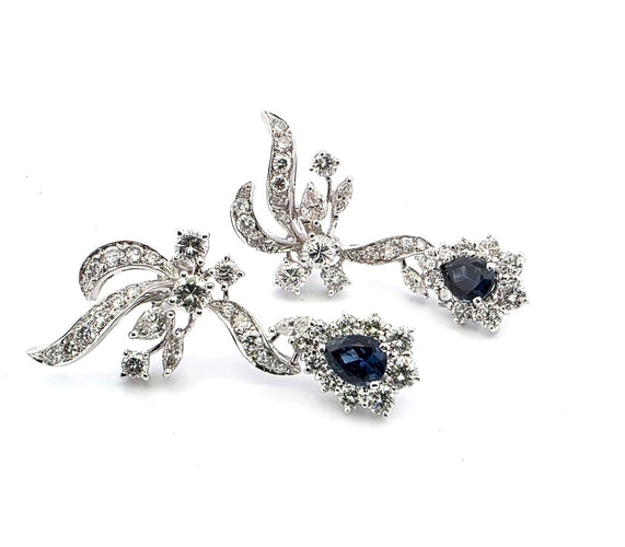 Boucles d'oreilles Boucles d'oreilles en or blanc 18 kt, diamants et saphirs 58 Facettes 322/06 B