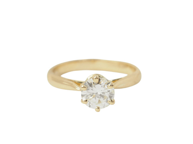 Bague 52.5 Bague solitaire en or jaune 18 kt avec diamant taille brillant de 0,97 ct 58 Facettes 33118