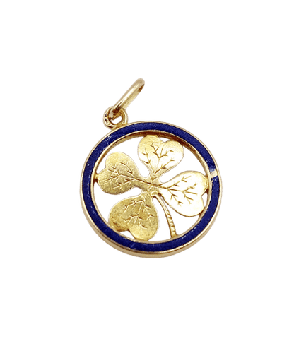 Pendentif Pendentif trèfle en or 18k et émail bleu 58 Facettes A07246