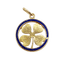 Pendentif trèfle en or 18k et émail bleu