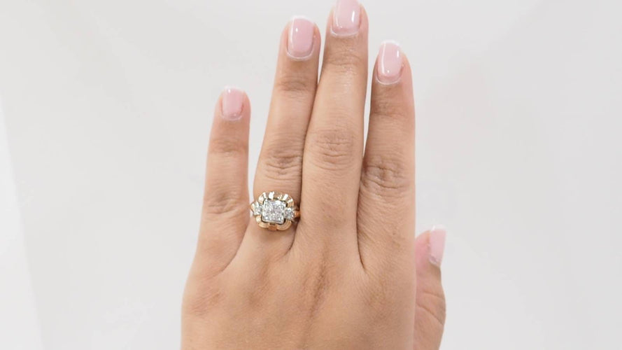 Bague 54 Tank - Bague en or jaune, or blanc et diamants 58 Facettes 32894