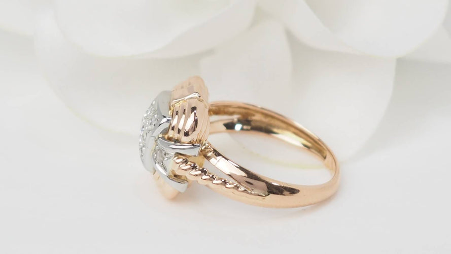 Bague 54 Tank - Bague en or jaune, or blanc et diamants 58 Facettes 32894