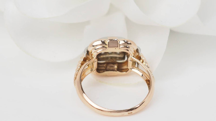 Bague 54 Tank - Bague en or jaune, or blanc et diamants 58 Facettes 32894