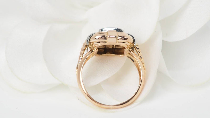 Bague 54 Tank - Bague en or jaune, or blanc et diamants 58 Facettes 32894