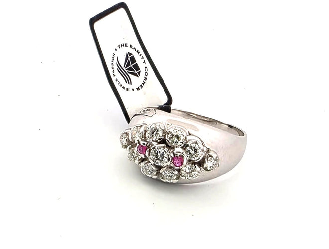 Bague 57 Bague en or blanc 18 ct avec diamants et rubis 58 Facettes 133/26 A 52 26