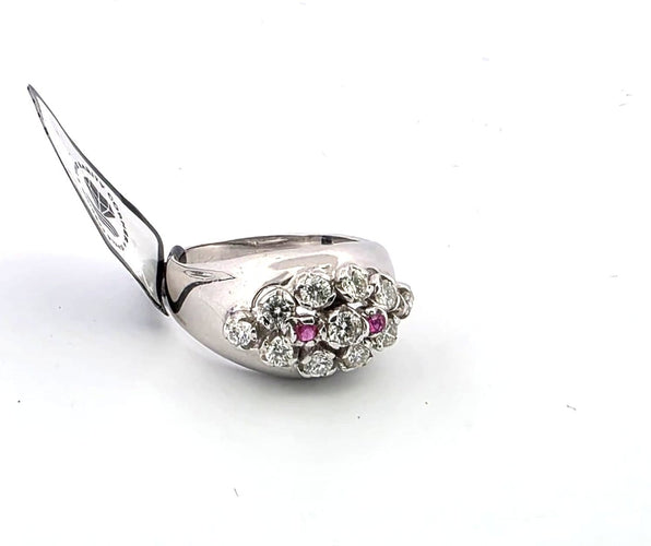 Bague 57 Bague en or blanc 18 ct avec diamants et rubis 58 Facettes 133/26 A 52 26