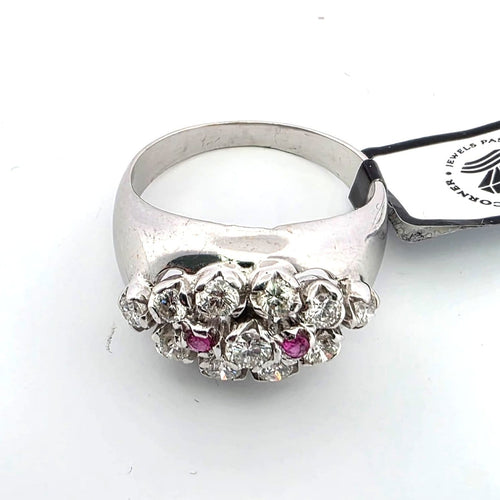 Bague 57 Bague en or blanc 18 ct avec diamants et rubis 58 Facettes 133/26 A 52 26