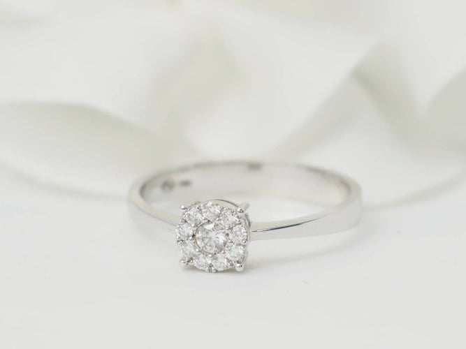 Bague 53 Bague solitaire en or blanc et diamants 0,16 ct 58 Facettes 30917