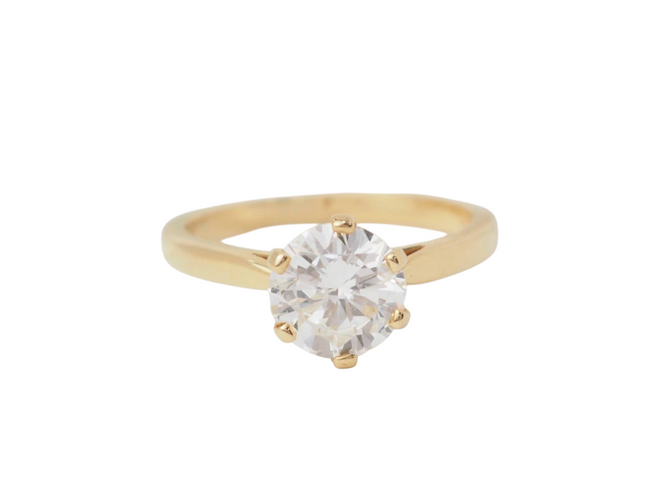 Bague 54 Bague solitaire en or jaune 18 kt et diamant 1,59 ct 58 Facettes 32058