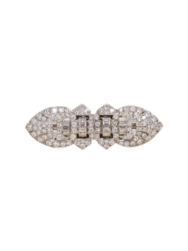 Boucles d'oreilles Broche double clip en or blanc et diamants 58 Facettes 1242.4