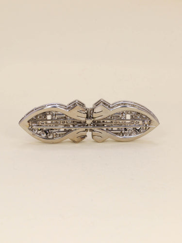 Boucles d'oreilles Broche double clip en or blanc et diamants 58 Facettes 1242.4