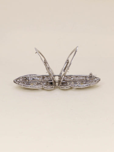 Boucles d'oreilles Broche double clip en or blanc et diamants 58 Facettes 1242.4