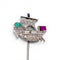 Broche Art déco - Broche drakkar en platine, diamants et pierres précieuses 58 Facettes BRO-1008