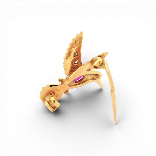 Broche E. Wolfe & Co - Broche colibri en or jaune, rubis et diamants 58 Facettes BRO-1001