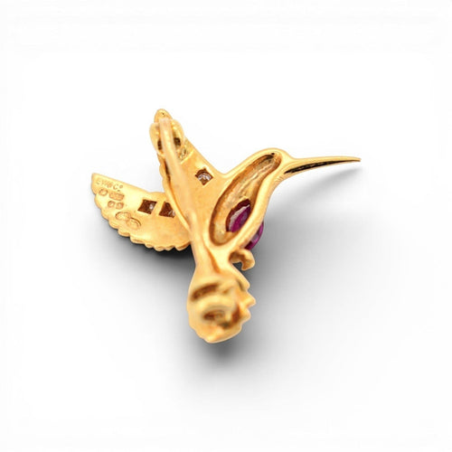 Broche E. Wolfe & Co - Broche colibri en or jaune, rubis et diamants 58 Facettes BRO-1001