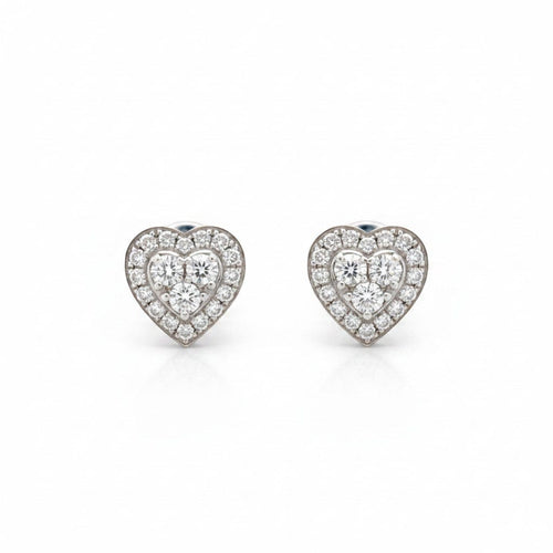 Boucles d'oreilles Boucles d'oreilles cœur vintage en or blanc 18 ct et diamants 58 Facettes EA-1003