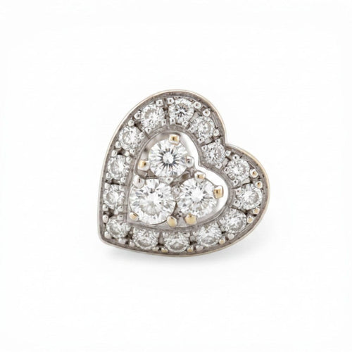 Boucles d'oreilles Boucles d'oreilles cœur vintage en or blanc 18 ct et diamants 58 Facettes EA-1003