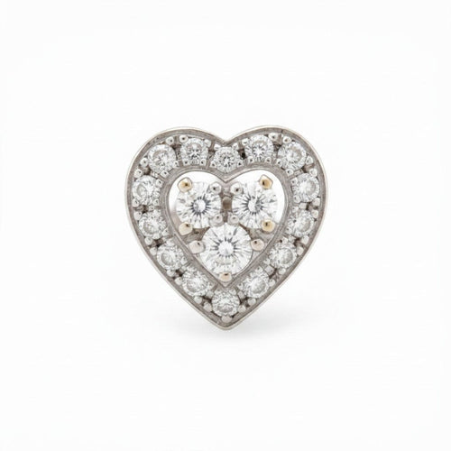 Boucles d'oreilles Boucles d'oreilles cœur vintage en or blanc 18 ct et diamants 58 Facettes EA-1003