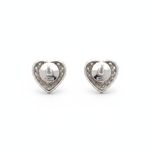 Boucles d'oreilles Boucles d'oreilles cœur vintage en or blanc 18 ct et diamants 58 Facettes EA-1003