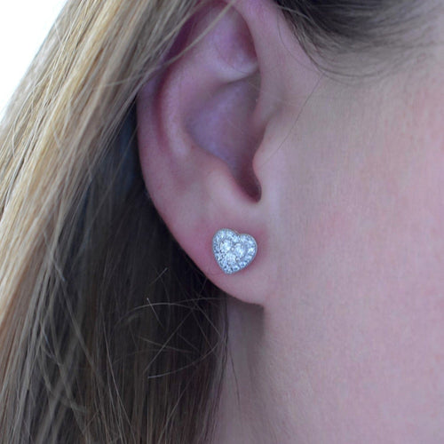 Boucles d'oreilles Boucles d'oreilles cœur vintage en or blanc 18 ct et diamants 58 Facettes EA-1003