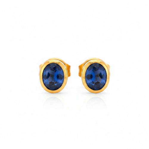 Boucles d'oreilles Boucles d'oreilles puces vintage en or jaune 18k et saphirs 58 Facettes EA-1002