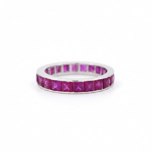 Bague 52 Bague eternity en or blanc 18k et rubis 58 Facettes RI-1004