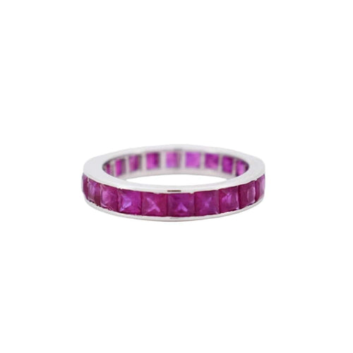 Bague 52 Bague eternity en or blanc 18k et rubis 58 Facettes RI-1004