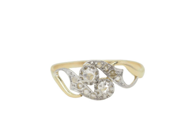 Bague 59 Bague Toi et Moi en or bicolore et diamants 58 Facettes 33092